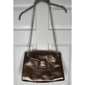 IVANKA TRUMP Women's Metallic Rose Gold Leather Shoulder Handbag Purse Adjust